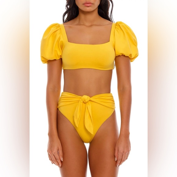 New! SET Agua Bendita Eileen Isabella Puff Sleeve Cheeky Bikini 31083 - Picture 2 of 11